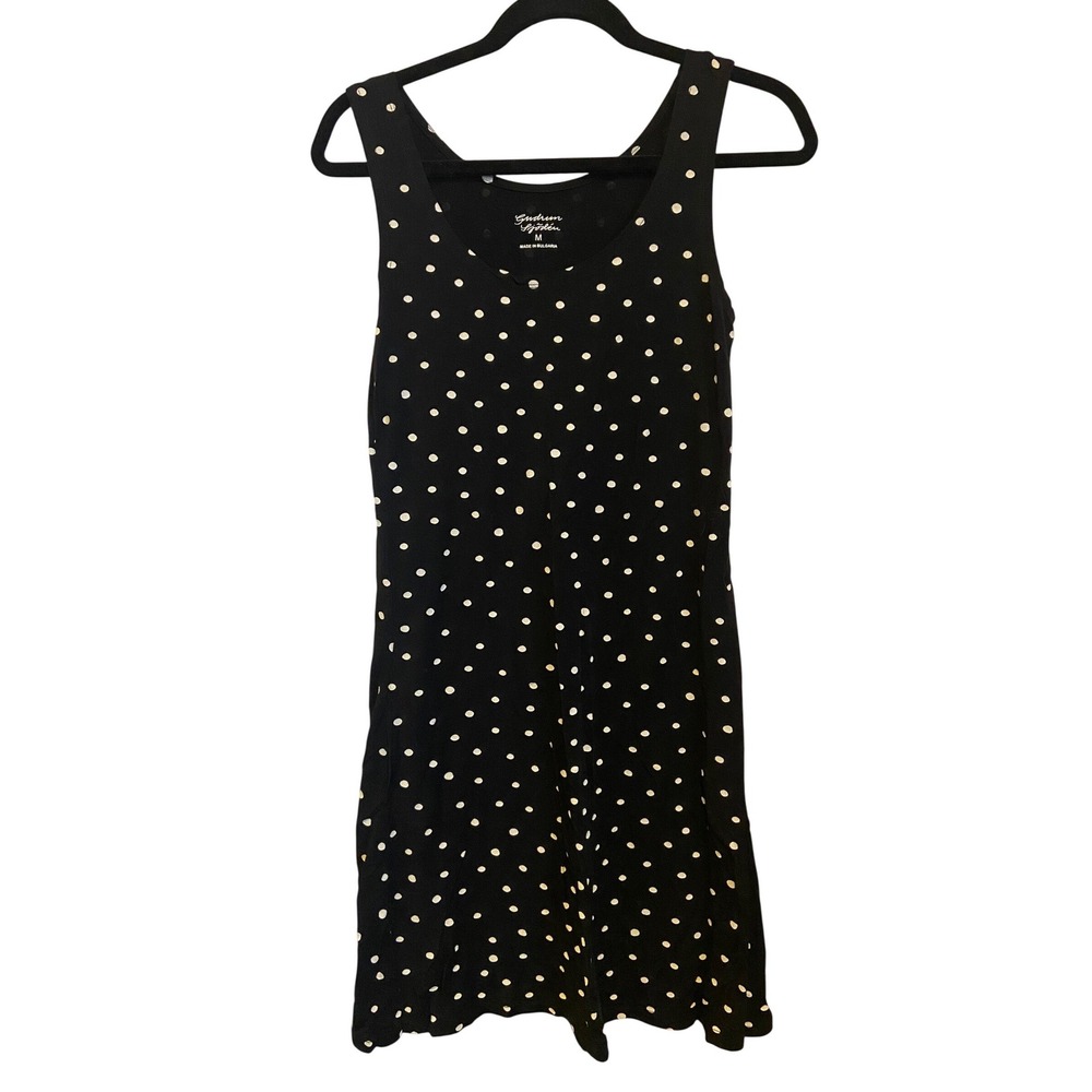 Gudrun Sjoden Womens Black Polka Dot Lyocell Tank Dress Size M Sleeveless Scoop